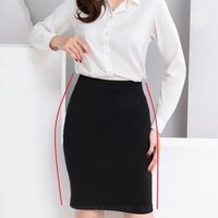 Chân váy bút chì công sở lưng thun xẻ tà sau chất Umi co dãn XẺ TÀ SAU