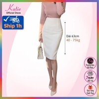 Chân Váy Bút Chì Công Sở Trắng KATIE Dài 63cm Chân Váy Ôm Trắng Dài Qua Gối Chất Thun Hàn Co Giãn