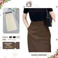 Chân váy bút chì dáng suông HANA FASHION chân váy công sở cao cấp chất vải Vitex độ dài 88cm tặng kèm đai A32