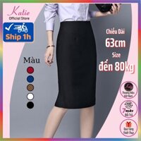 Chân Váy Bút Chì KATIE Thun Hàn Co Giãn 4 Chiều Chân Váy Công Sở Ôm Dài 63cm Qua Gối Có BigSize 80kg