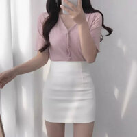 Chân Váy Bút Chì Ngắn 40cm Ôm Body Cạp Liền Có Lót Quần Bảo Hộ Bên Trong 40-2