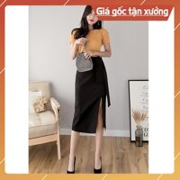 CHÂN VÁY BÚT CHÌ XẺ TÀ CỘT EO - THỜI TRANG NỮ