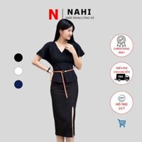 Chân váy bút chì xẻ trước 70cm Nh17 - Chân váy xẻ tà dáng dài - Chân váy xẻ trước dáng dài, vải mềm mát Nahi.vn