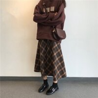 Chân váy caro, chân váy vintage, nữ tính