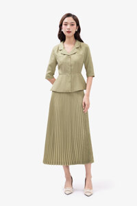 Chân váy caro xếp ly dáng dài