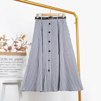 CHÂN VÁY CARO XẾP LY NÚT - sọc  caro - L