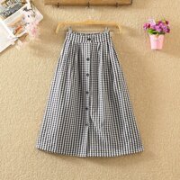 CHÂN VÁY CARO XẾP LY NÚT - sọc  caro - XL