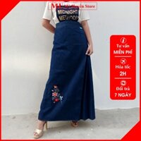Chân Váy Chống Nắng Cao Cấp Vải Jean Dày Dặn Và Mềm Mại Thêu Hoa Anh Đào Mỹ Huyền Store
