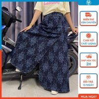 Chân váy chống nắng xẻ tà jean bông JHTXB01 chất vải dày dặn có nút bấm chân tiện lợi H&T FASHION