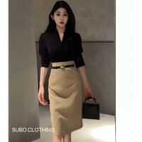 Chân váy chữ A công sở SUBO trẻ trung, thanh lịch dễ phối đồ chất dày dặn, không bai không xù không nhăn