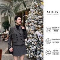 Chân váy chữ A, đầm nữ NKN Camina màu xám, thiết kế dập ly chéo trẻ trung, chất liệu cao cấp.