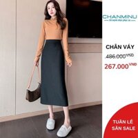 Chân Váy Chữ A Dáng Dài Công Sở Cạp Cao  Hack Dáng Hàng Thiết Kế CHANMINU CV85, Chân Váy dài 75cm Vải Ép Mùng Chống Nhăn