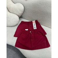 Chân váy chữ a jean cotton màu đỏ fom rộng dáng xòe lks