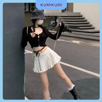 Chân Váy Chữ A Kumi Phối bèo, Chân Váy Ren Ngắn Bồng Bềnh Ngọt Ngào