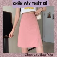 Chân váy chữ A màu hồng dài 50cm xẻ trước (sẵn size)- M33H