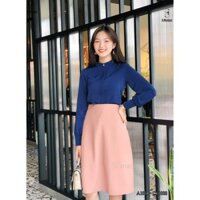 Chân váy chữ A màu hồng phấn tới gối ( váy 2 lớp) - B77