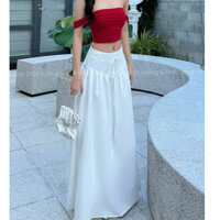 Chân váy chữ a maxi dài màu trắng UNNIE chân váy xoè dài mùa hè