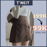 Chân váy chữ a ngắn cạp lệch chất nhung tăm có quần lót trong quần giả váy nữ năng động - CV0048 | steven.factory