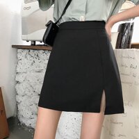 Chân váy chữ A ngắn xẻ trước màu đen CRCAV16 - Đen,XL