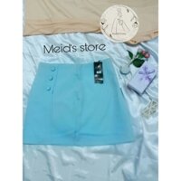 Chân váy chữ A phối nút chéo xanh pastel