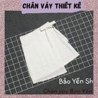 Chân váy chữ A trắng đắp tà thắt nơ có quần trong - M81