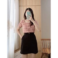 Chân váy chữ A tuytsi basic có hai màu đen và be Burny C1001289