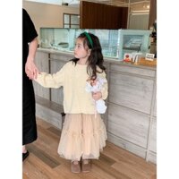 CHÂN VÁY CÔNG CHÚA AMBBKIDS  DÁNG DÀI DỄ MIX ĐỒ CHO BÉ GÁI, VÁY REN CÓ LÓT TRONG CHO BÉ 12-40KG