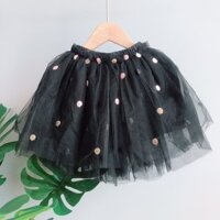 CHÂN VÁY CÔNG CHÚA CHO BÉ GÁI CAYABE MÀU ĐEN VOAN LƯỚI XÒE CHẤM BI (QUẦN ÁO TRẺ EM)