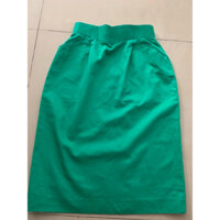 Chân váy công sở chất linen màu xanh ngọc, hàng si Nhật