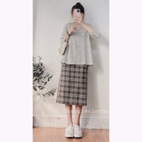 chân váy công sở dáng dài cực đẹp chân váy dài caro vintage - HÀNG MỚI VỀ
