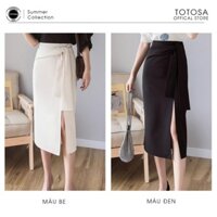 Chân váy công sở dáng dài, chân váy xẻ hông chất tuyết mưa kèm đai cách điệu - TOTOSA