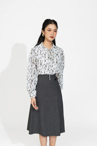 Chân váy công sở dáng xòe chữ A phối nút