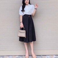 Chân váy công sở dáng xoè đính cúc eo hot hit, freeship