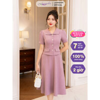 Chân váy công sở nữ LAVENDER FASHION kiểu dáng xòe màu tím CV2889