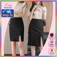 Chân Váy Công Sở Xẻ Đùi Ngắn Và Chân Váy Xẻ Đùi Dài KATIE Váy Xẻ Trước Có Đến Bigsize 80kg