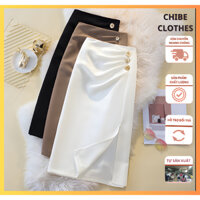 Chân Váy Công Sở Xẻ Tà 3 Cúc_Chất vitex Cao Cấp, Chân Váy Bút Chì Dáng Dài Ôm Xẻ Dùi