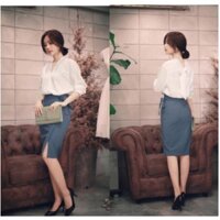 Chân váy công sở xẻ tà trước