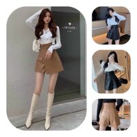 CHÂN VÁY DA CẠP CHÉO HOT TREND (QUẦN GIẢ VÁY)