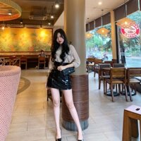 Chân váy da cạp siêu cao
