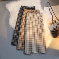 chân váy dạ caro dáng dài