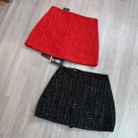 Chân váy dạ chữ A đen đỏ u117
