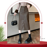 Chân váy da dáng dài mùa thu đông dáng A dài 78cm Oxatyl M81