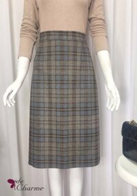 Chân váy dạ kẻ caro dáng dài