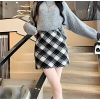 Chân váy dạ kẻ caro