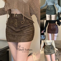 Chân váy da ôm sát dáng ngắn phối màu trẻ trung, cuốn hút, dễ mặc dễ phối