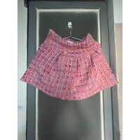 chân váy dạ tweed chữ A màu hồng dáng xoè