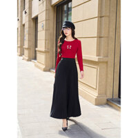 Chân váy dạ xếp ly dáng dài freesize co giãn thiết kế 2 lớp Orchid - BDN8X806