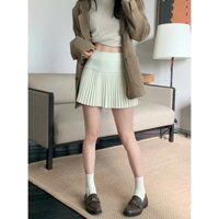 Chân váy dạ xếp ly nhỏ dáng ngắn xòe có quần bảo hộ hàng QC Look by Trang