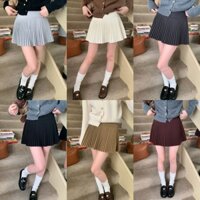 Chân váy dạ xếp ly nhỏ dáng xòe ngắn cạp cao chất dạ dày dặn có quần bảo hộ hàng thiết kế DELIZ