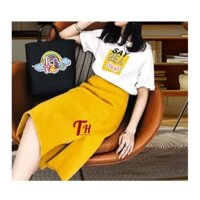 chân váy dài 75 cm . Màu vàng, dáng suông ,trẻ trung